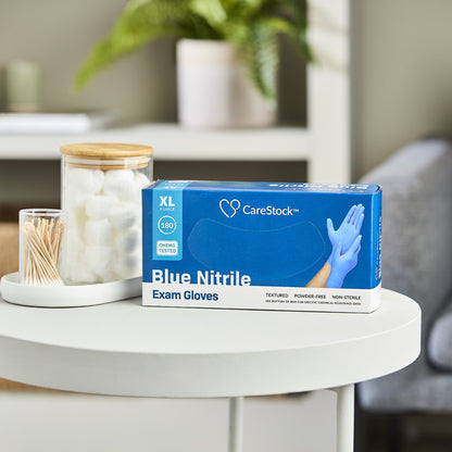 CareStock™ Exam Glove X-Large NonSterile Nitrile Standard Cuff Length Textured Fingertips Blue Chemo Tested (1230899_BX)