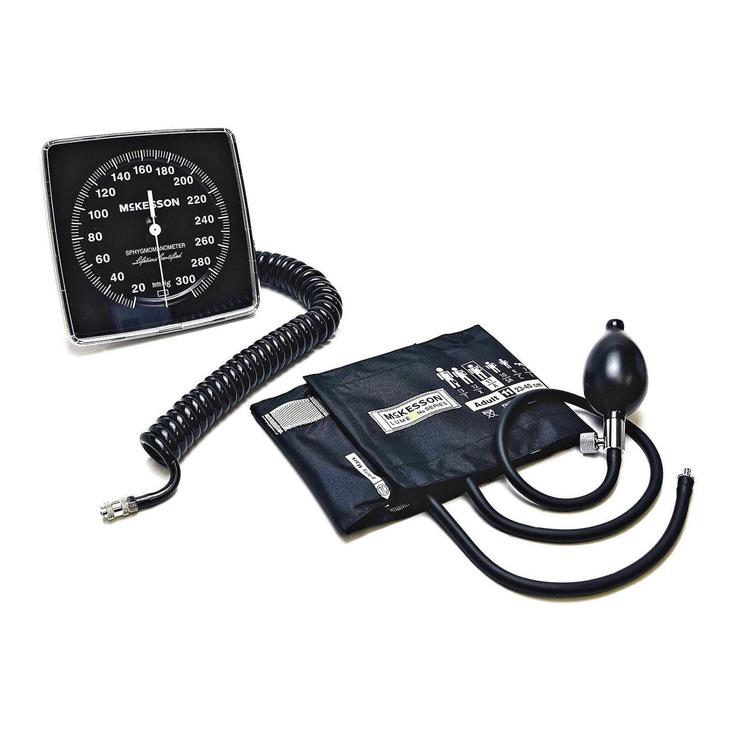 McKesson LUMEON™ Aneroid Sphygmomanometer Unit Adult Cuff Nylon Cuff 23 - 40 cm Wall Mount (803190_BX)