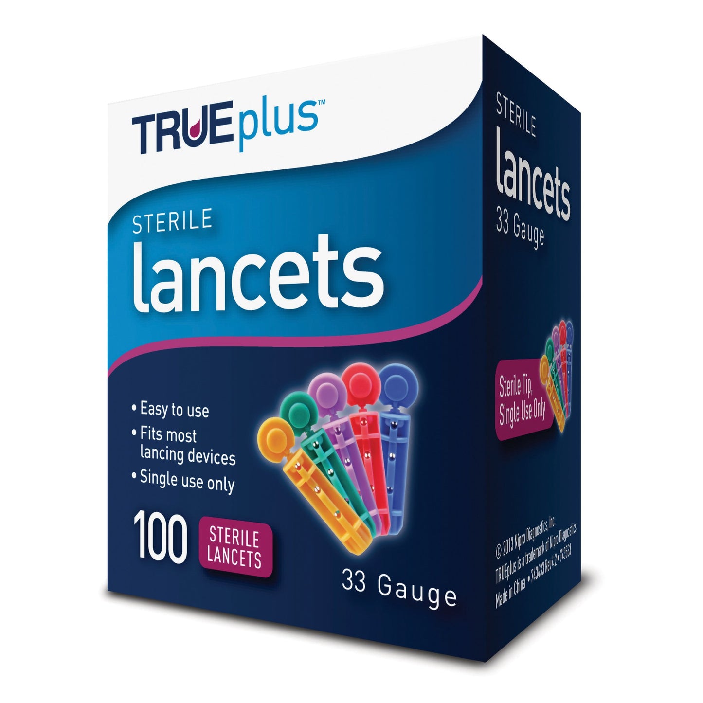 TRUEplus™ Lancet for Lancing Device 33 Gauge Non-Safety Twist Off Cap Finger (840884_BX)