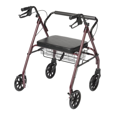 McKesson Bariatric 4 Wheel Rollator Red Adjustable Height / Folding Steel Frame (1205412_CS)
