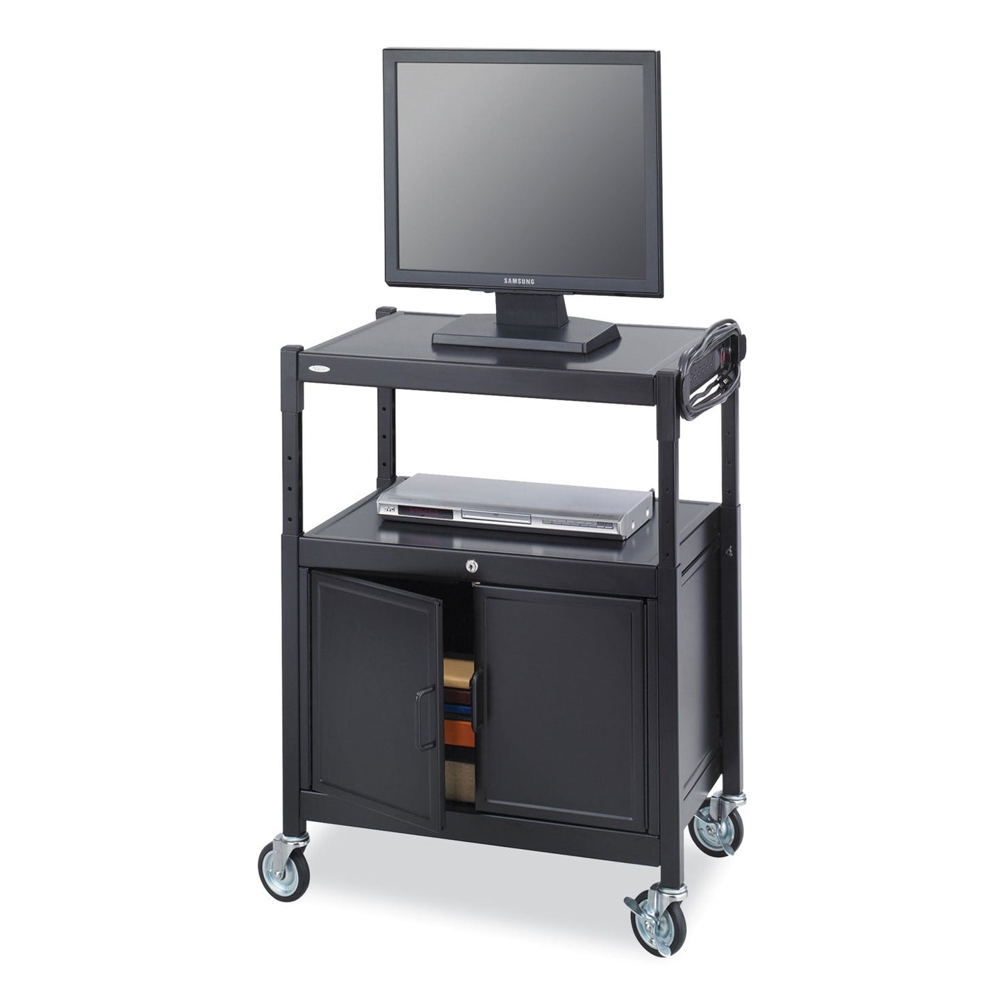 steel-adjustable-av-cart-w-cabinet-metal-3-shelf-6-ac-outlets-40-lb-cap-26-75x20-5x42-black-ships-in-1-3-business-days-saf8943bl_3
