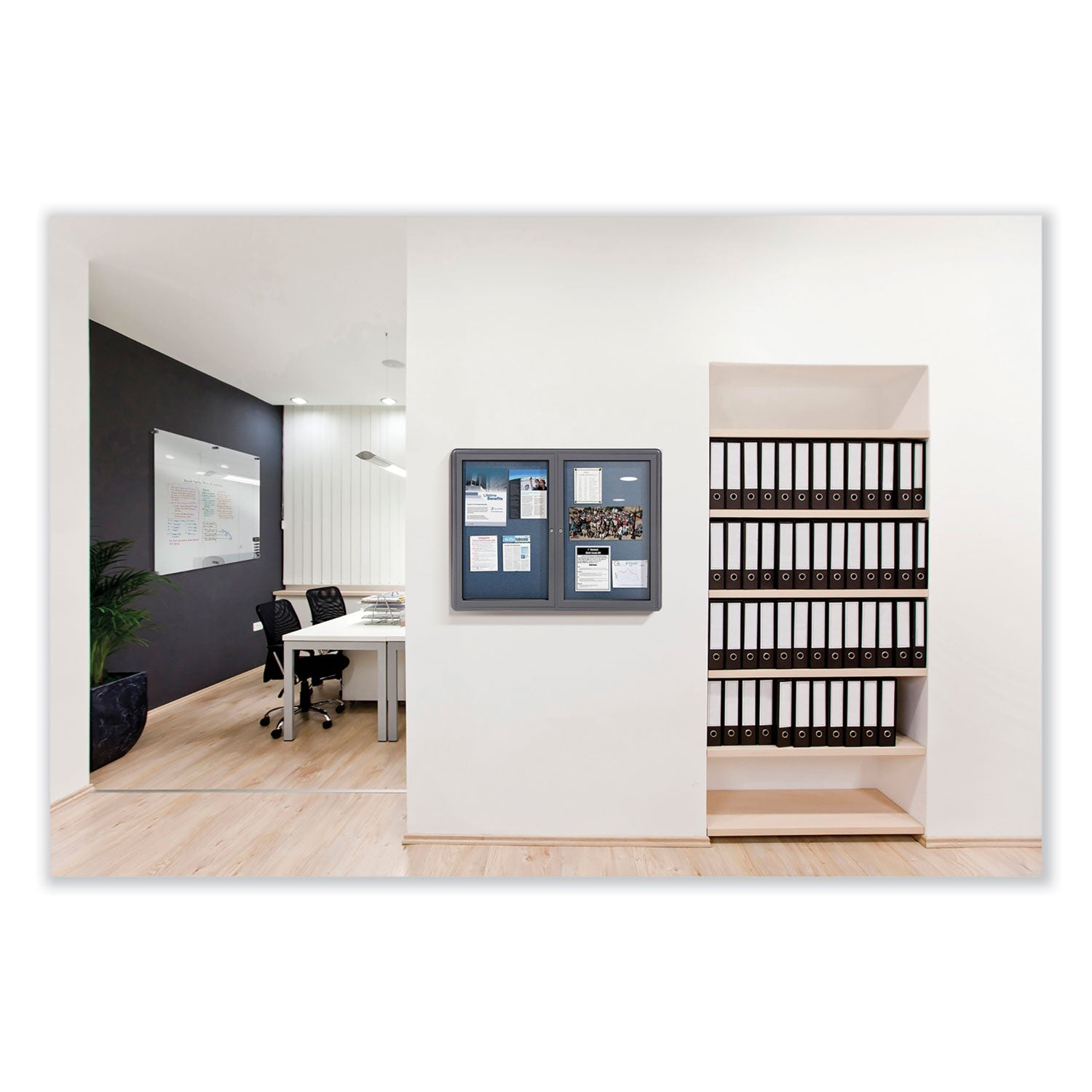 ghent-mfg-ovation-1-door-enclosed-beige-fabric-bulletin-board-w-gray-frame-num-gheovg1f90_3