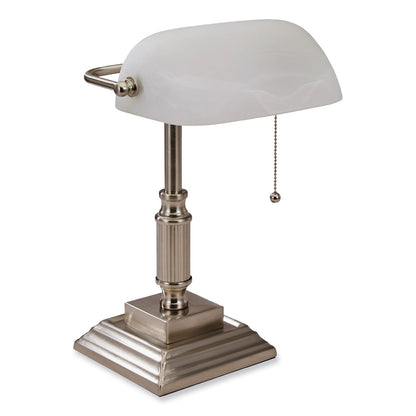 Victory Light LED Bankers Lamp with Frosted Shade, 14.75" High, Brushed Nickel (VLU8VS688029BN)