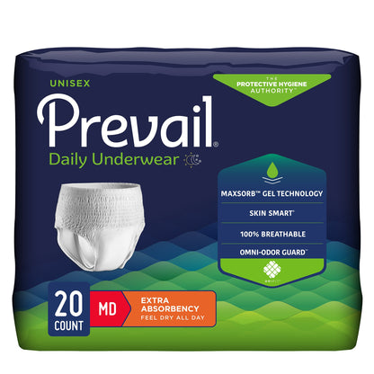Prevail® Daily Underwear Extra Unisex Adult Absorbent Underwear Pull On with Tear Away Seams Medium Disposable Moderate Absorbency (402953_PK)