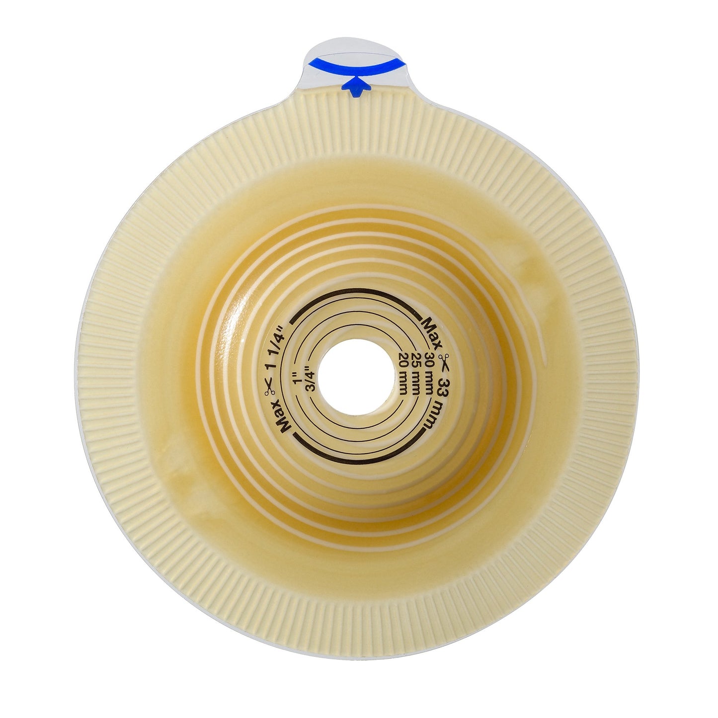 Assura® Ostomy Barrier Trim to Fit, Standard Wear Pectin Based Adhesive 60 mm Flange Blue Code System Synthetic Resin 3/4 to 1-3/4 Inch Opening (551373_BX)