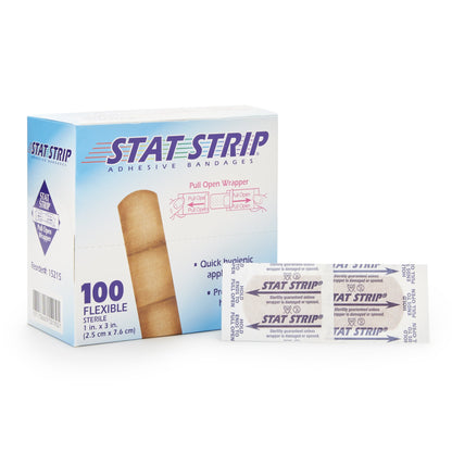 American® White Cross Stat Strip® Adhesive Strip 1 X 3 Inch Fabric Rectangle Tan Sterile (197058_CS)