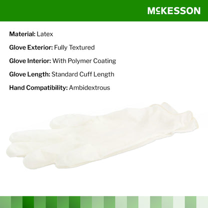 McKesson Confiderm® Exam Glove X-Large NonSterile Latex Standard Cuff Length Fully Textured Ivory Not Rated (921600_CS)