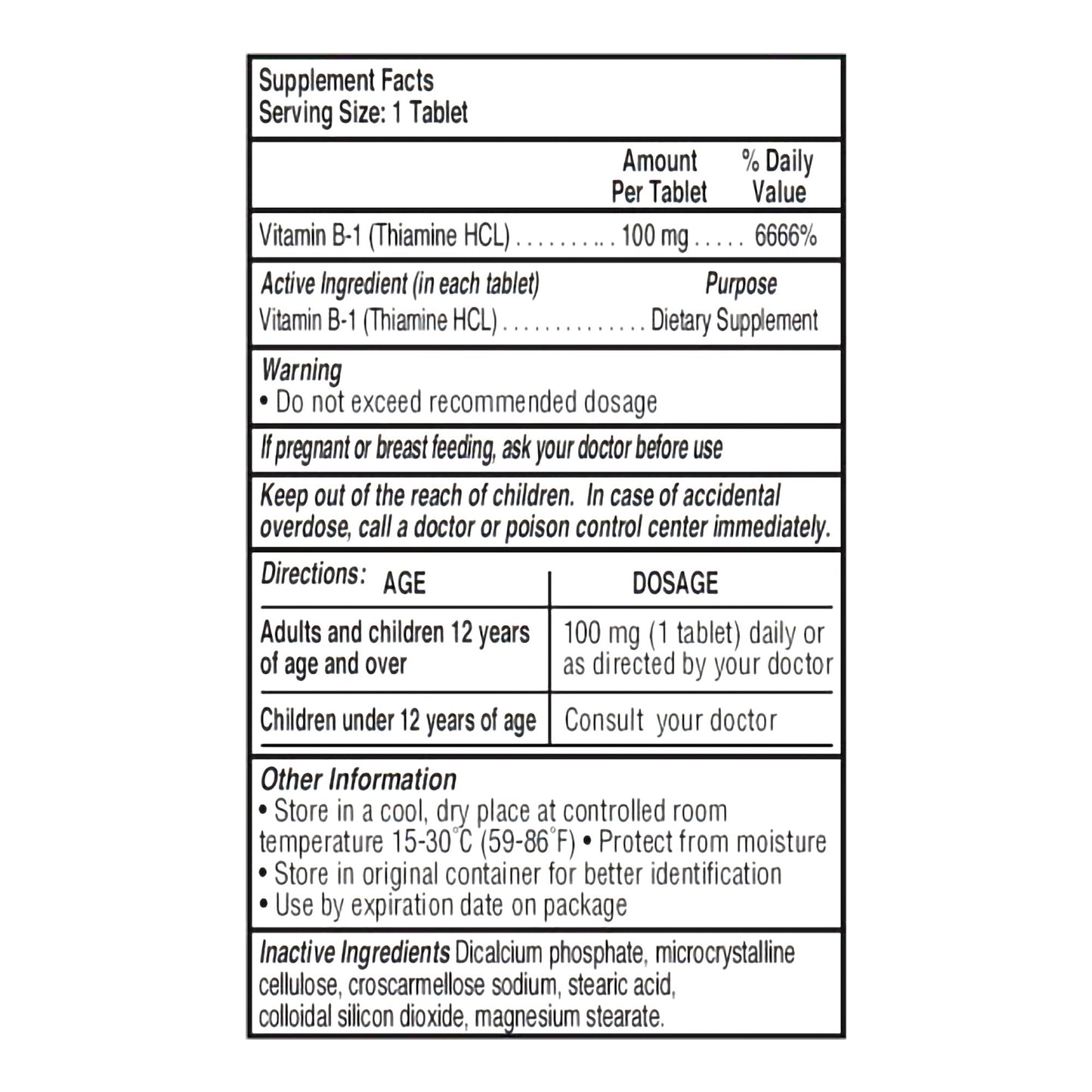 Marlex Pharmaceutical Thiamine HCl 100 mg Tablet 100 Tablets (450131_BT)