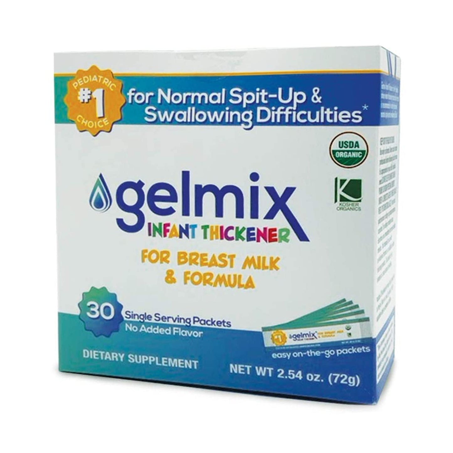 Gelmix® Infant Formula and Breast Milk Thickener 2.4 Gram Individual Packet Unflavored Powder IDDSI Level 1 Slightly Thick (1148667_EA)