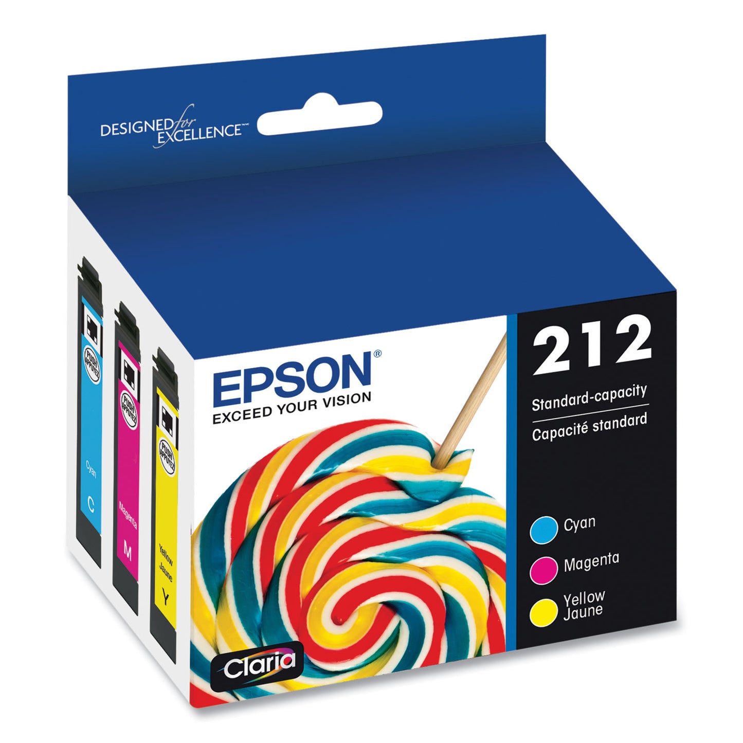 Epson® T212520S (212) Claria Ink, Cyan/Magenta/Yellow (EPST212520S)