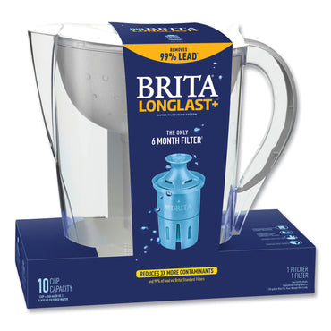 Brita® Pacifica Pitcher with Longlast+ Filter, 10 Cups, White/Clear (CLO36515)