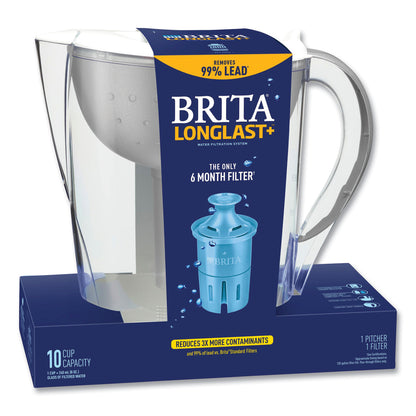 Brita® Pacifica Pitcher with Longlast+ Filter, 10 Cups, White/Clear (CLO36515)