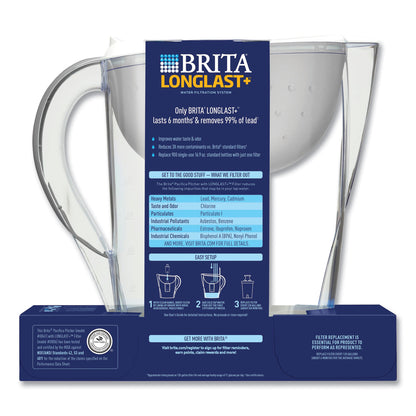 Brita® Pacifica Pitcher with Longlast+ Filter, 10 Cups, White/Clear (CLO36515)