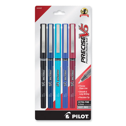 Pilot® Precise V5 Rollerball Pen, Stick, Extra-Fine 0.5 mm, Assorted Ink and Barrel Colors, 5/Pack (PIL15157)