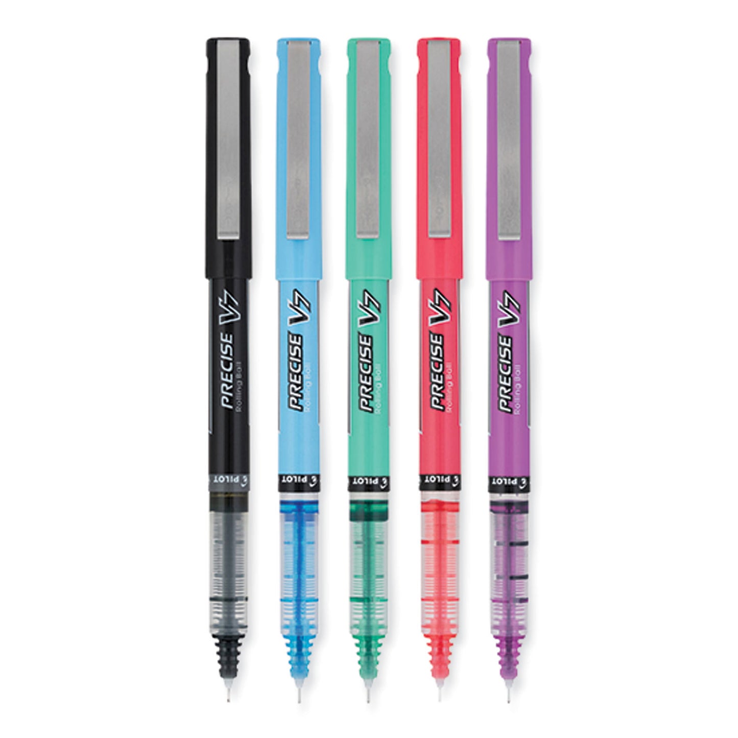 Pilot® Precise V7 Rollerball Pen, Stick, Fine 0.7 mm, Assorted Ink and Barrel Colors, 5/Pack (PIL16991)