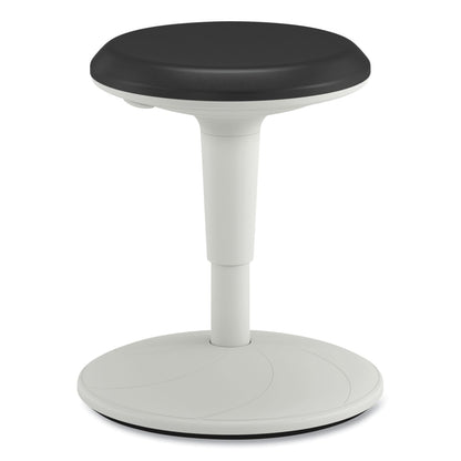 HON® Revel Adjustable Ht Fidget Stool, Backless,Up to 250lb, 13.75" to 18.5" Seat Ht,Black Seat/White Base (HONHEFS01BL)