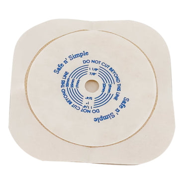 Safe n Simple™ Ostomy Barrier Trim to Fit, Standard Wear Flexible Tape 45 mm Flange Up to 1-1/4 Inch Opening 4-1/2 X 4-1/2 Inch (1245141_BX)