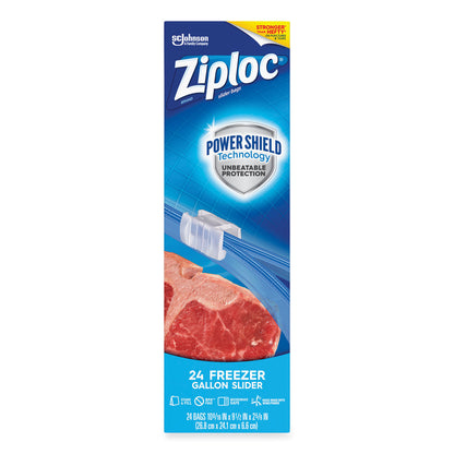 Ziploc® Slider Freezer Bags, 1 gal, 9.5" x 2.63" x 10.56", Clear, 24/Box (SJN316485)