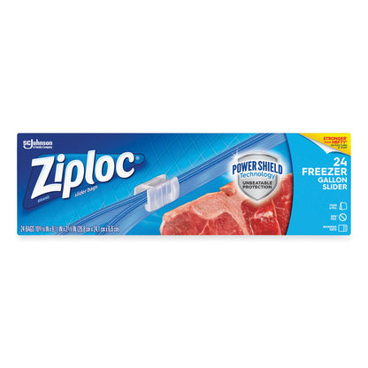 Ziploc® Slider Freezer Bags, 1 gal, 9.5" x 2.63" x 10.56", Clear, 24/Box (SJN316485)