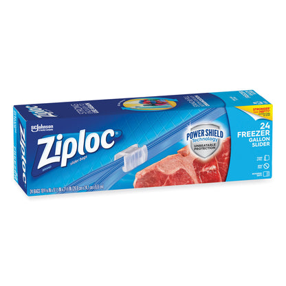 Ziploc® Slider Freezer Bags, 1 gal, 9.5" x 2.63" x 10.56", Clear, 24/Box (SJN316485)