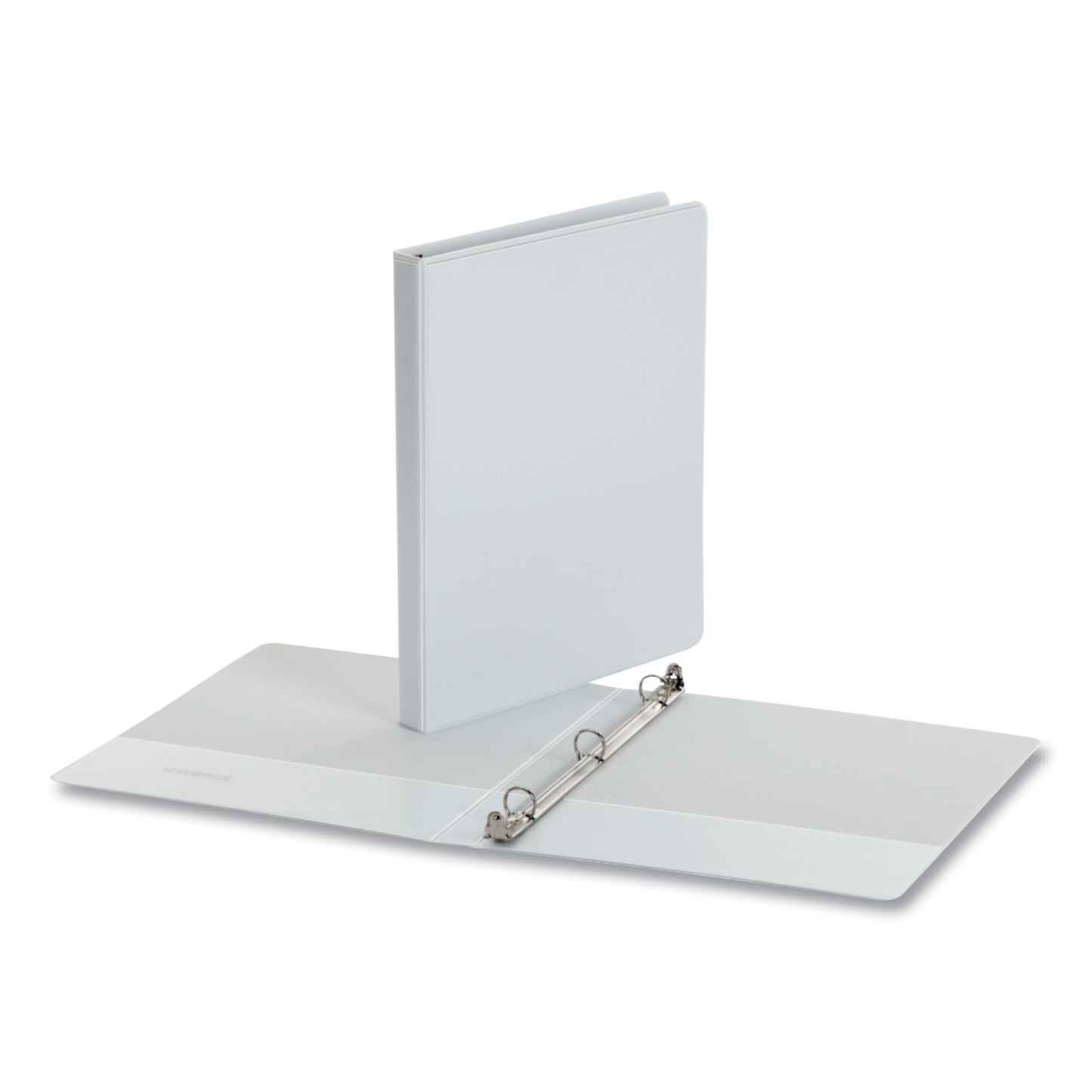Universal® Economy Round Ring View Binder, 3 Rings, 0.5" Capacity, 11 x 8.5, White, 12/Carton (UNV20952CT)