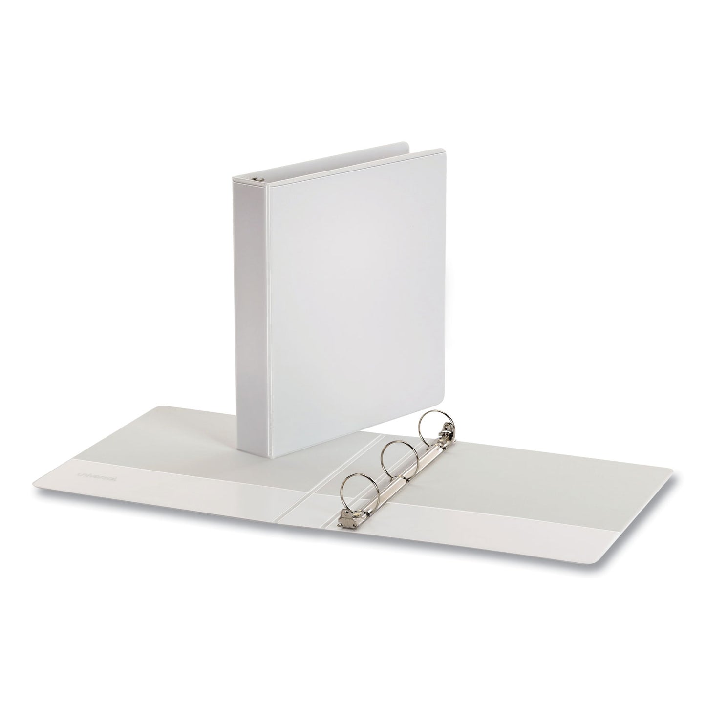 Universal® Economy Round Ring View Binder, 3 Rings, 1.5" Capacity, 11 x 8.5, White, 12/Carton (UNV20972CT)