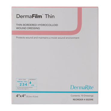 DermaFilm® Thin Hydrocolloid Dressing Film Backing 4 X 4 Inch Square Hydrocolloid / Film (583419_EA)