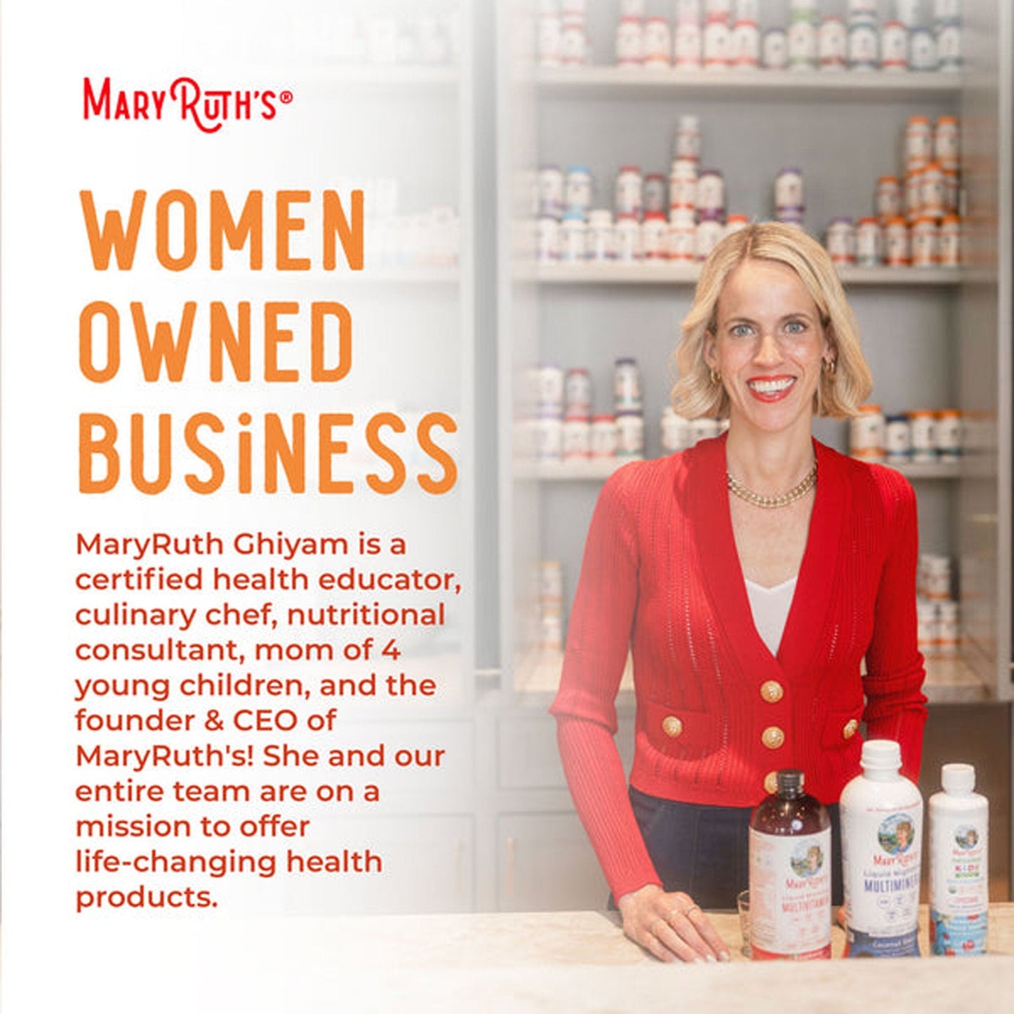 Mary Ruth's® Liquid Morning Multivitamin + Hair Growth Multivitamin Supplement Vitamin A / C / D / E 1,010 mcg - 90 mg - 20 mcg - 18 mg Strength Liquid 30 oz. Peach Mango Flavor (1271759_EA)