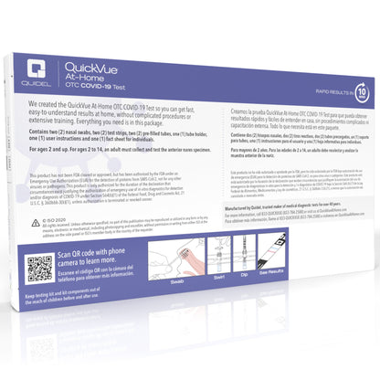 QuickVue® Respiratory Test Kit At-Home OTC COVID-19 Test 2 Tests CLIA Waived (1190065_BX)