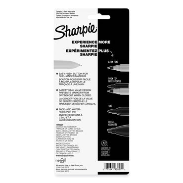 Sharpie® Retractable Permanent Marker, Extra-Fine Needle Tip, Black, 3/Pack (SAN1735793)