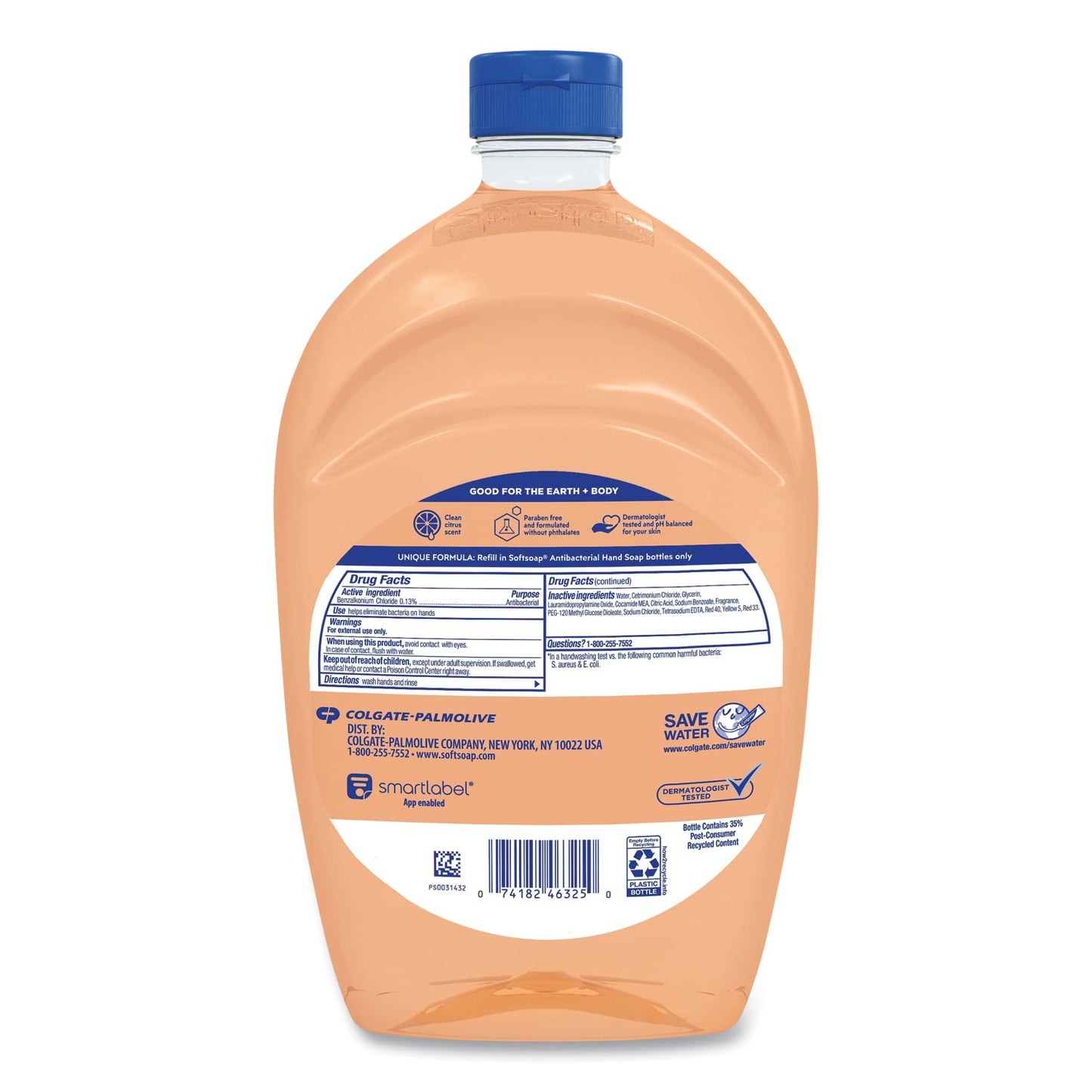 Softsoap® Antibacterial Liquid Hand Soap Refill, Fresh Scent, Orange, 50 oz (CPC61048277EA)