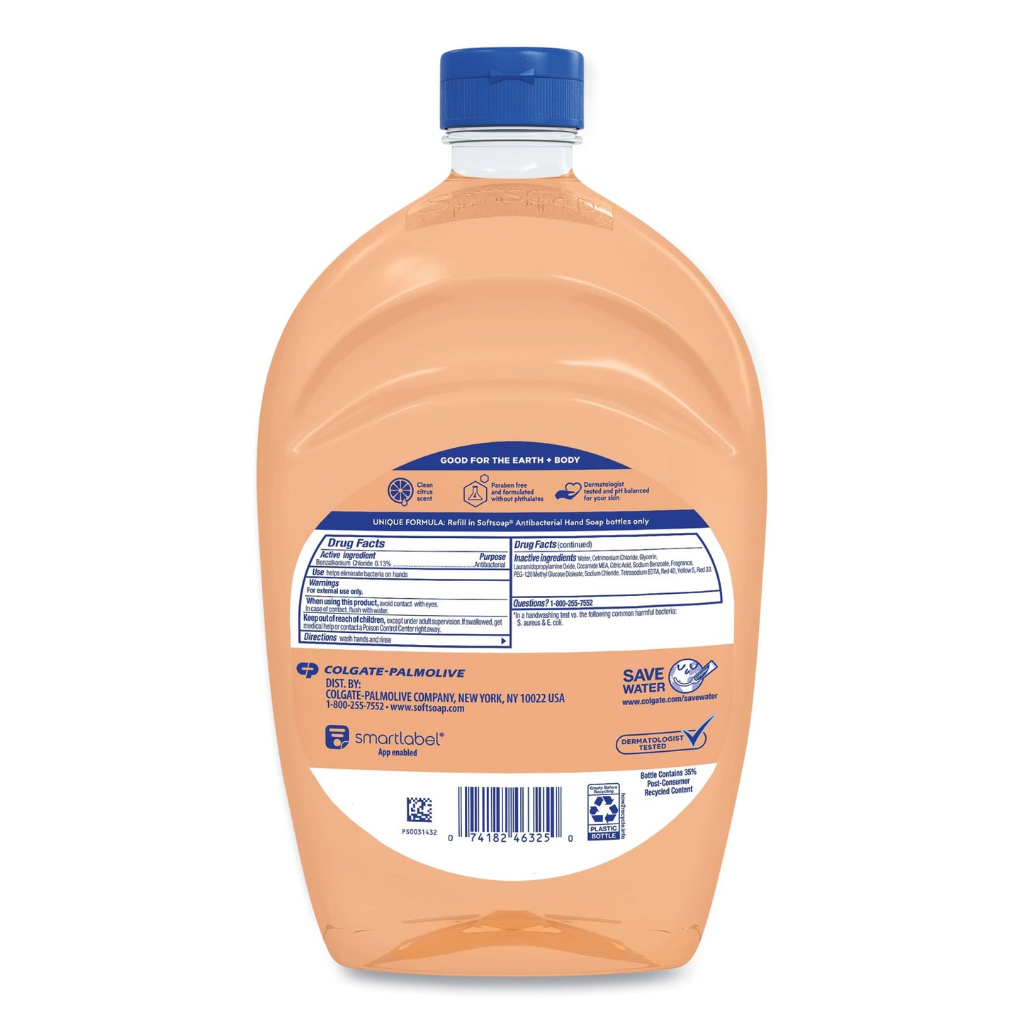 Softsoap® Antibacterial Liquid Hand Soap Refill, Fresh Scent, 50 oz, Orange, 3/Carton (CPC61048277)