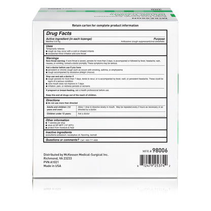 McKesson Brand Cold and Cough Relief 7.6 mg Strength Lozenge 300 per Box (1111731_BX)