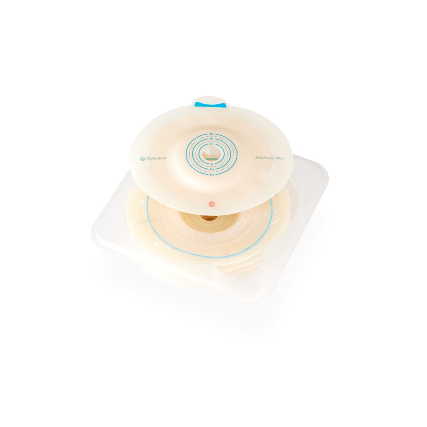SenSura® Mio Convex Ostomy Barrier Trim to Fit, Extended Wear Elastic Adhesive 50 mm Flange Red Code System 15 to 40 mm Opening (995411_BX)