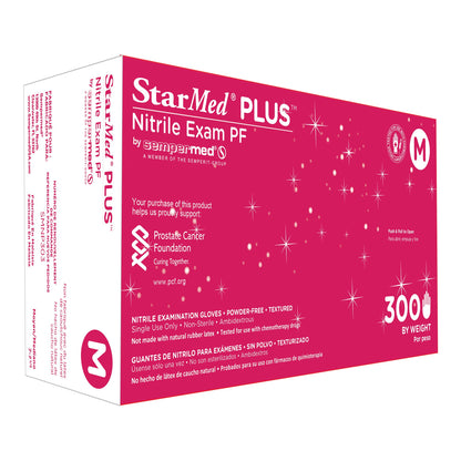 StarMed® Plus™ Exam Glove Medium NonSterile Nitrile Standard Cuff Length Textured Fingertips Blue Chemo Tested / Fentanyl Tested (960645_CS)