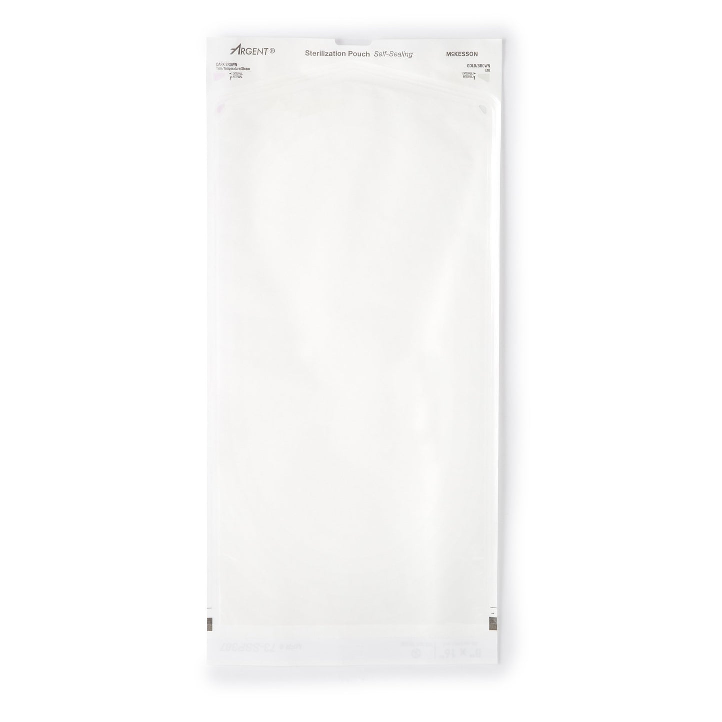 McKesson Argent™ Sure-Check® Sterilization Pouch Ethylene Oxide (EO) Gas / Steam 8 X 16 Inch Transparent / Blue Self Seal Paper / Film (527135_CS)