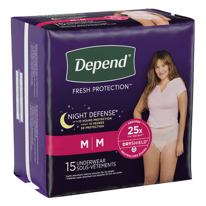 Depend® Night Defense® Female Adult Absorbent Underwear Waistband Style Medium Disposable Heavy Absorbency (1163806_CS)