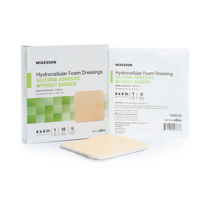 McKesson Foam Dressing 6 X 6 Inch Without Border Film Backing Silicone Gel Adhesive Square Sterile (1083087_BX)