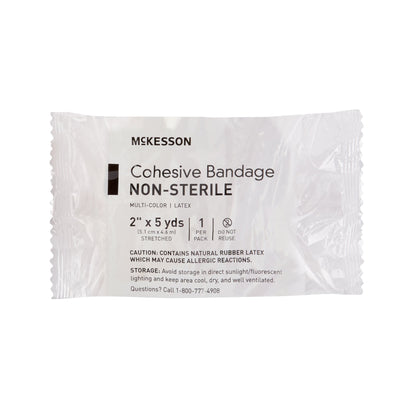 McKesson Cohesive Bandage 2 Inch X 5 Yard Self-adherent Closure Purple / Pink / Green / Light Blue / Royal Blue / Red NonSterile Standard Compression (464156_PK)