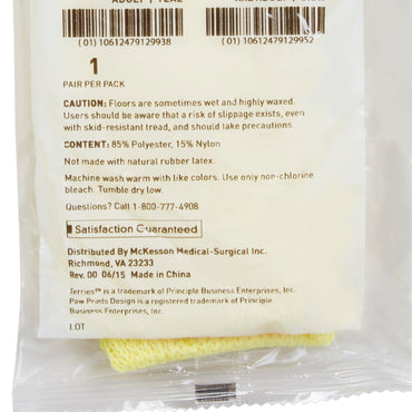 McKesson Terries™ Slipper Socks Unisex Toddler Single Tread Single Patient Use Yellow (334872_PR)