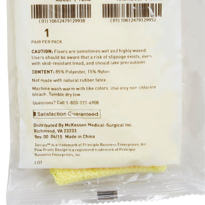 McKesson Terries™ Slipper Socks Unisex Toddler Single Tread Single Patient Use Yellow (334872_PR)