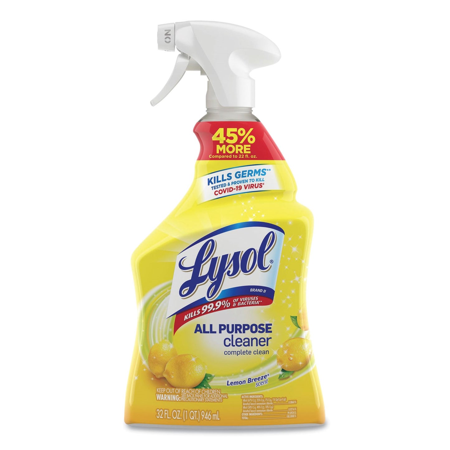 Lysol® All Purpose Surface Disinfectant Cleaner Trigger Spray Liquid 32 oz. Bottle Lemon Breeze Scent NonSterile (680982_CS)