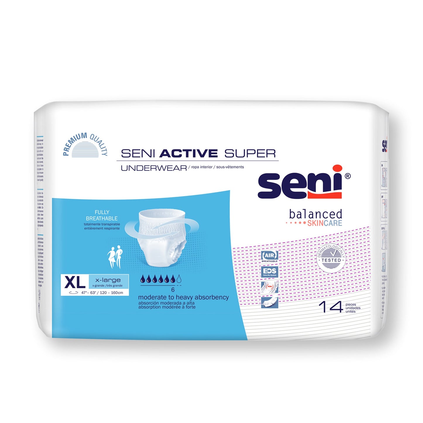 Seni® Active Super Unisex Adult Absorbent Underwear Pull On with Tear Away Seams X-Large Disposable Moderate Absorbency (1163845_PK)