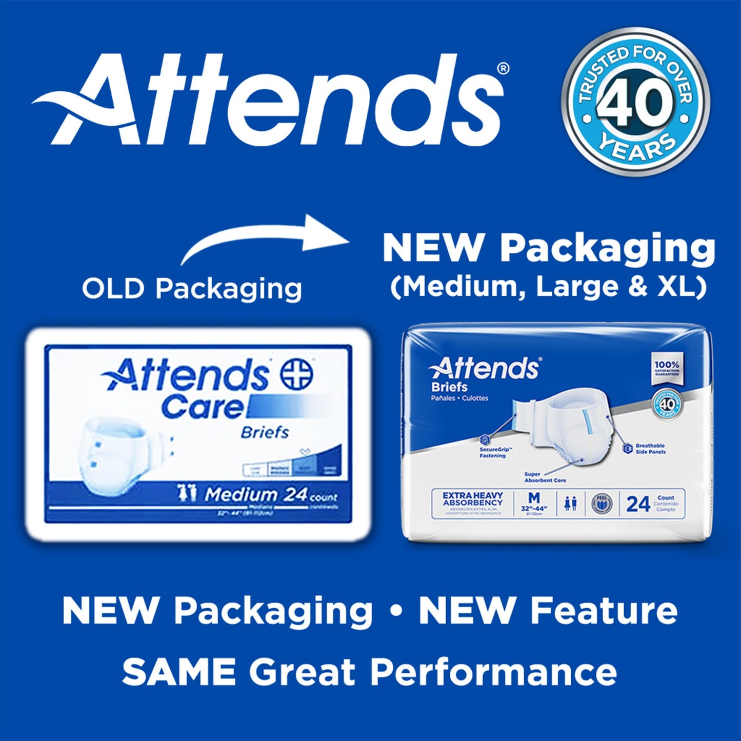 Attends® Care Advanced Unisex Adult Incontinence Brief Medium Disposable Heavy Absorbency (955307_CS)