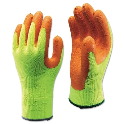 Showa Hi-Viz Latex Coated Gloves, Large, Fluorescent Yellow/Orange (845-317L-09)