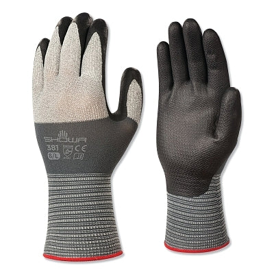 Showa 381 Ultra-Lightweight Nitrile Coated Gloves, Size Small, Gray (845-381S-06)