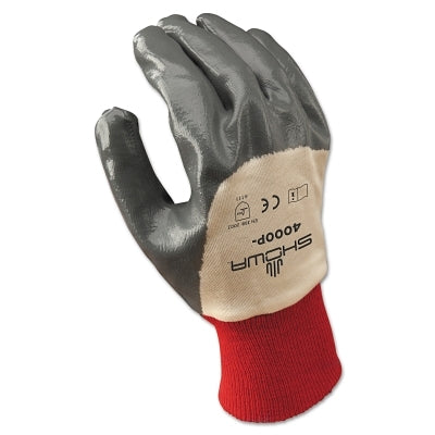 Showa Nitri-Flex Nitrile Coated Gloves, Large, Gray/Red (845-4000P-09)