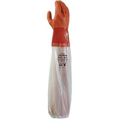 Showa ATLAS 640 Chemical Resistant, full coat double dip PVC, vinyl sleeve, knit liner, 26", Rough, XL (845-640XL-10)