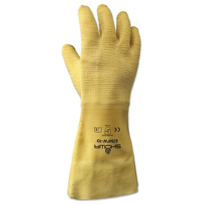 Showa Original Nitty Gritty Rubber-Coated Gloves, Large, Gray/Yellow (845-67NFW-10)