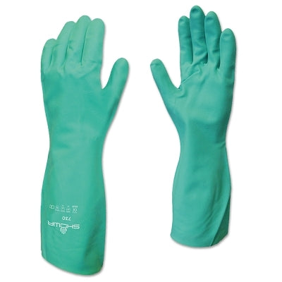 Showa ChemRest Chemical-Resistant Coated Gloves, 730, 7/Small, Bisque Finish, Flocked Liner, Green (845-730-07)